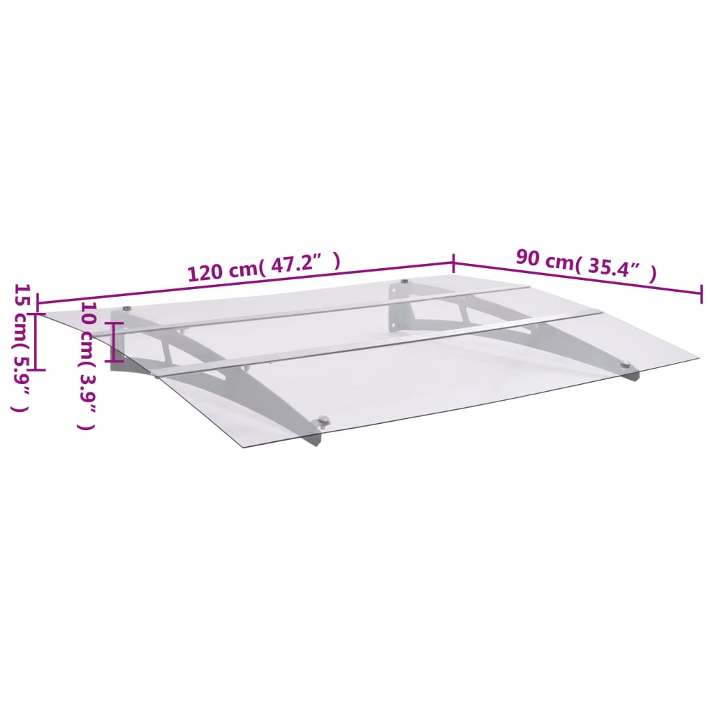 vidaXL Stogelis durims, sidabrinis ir permatomas, 120x90cm