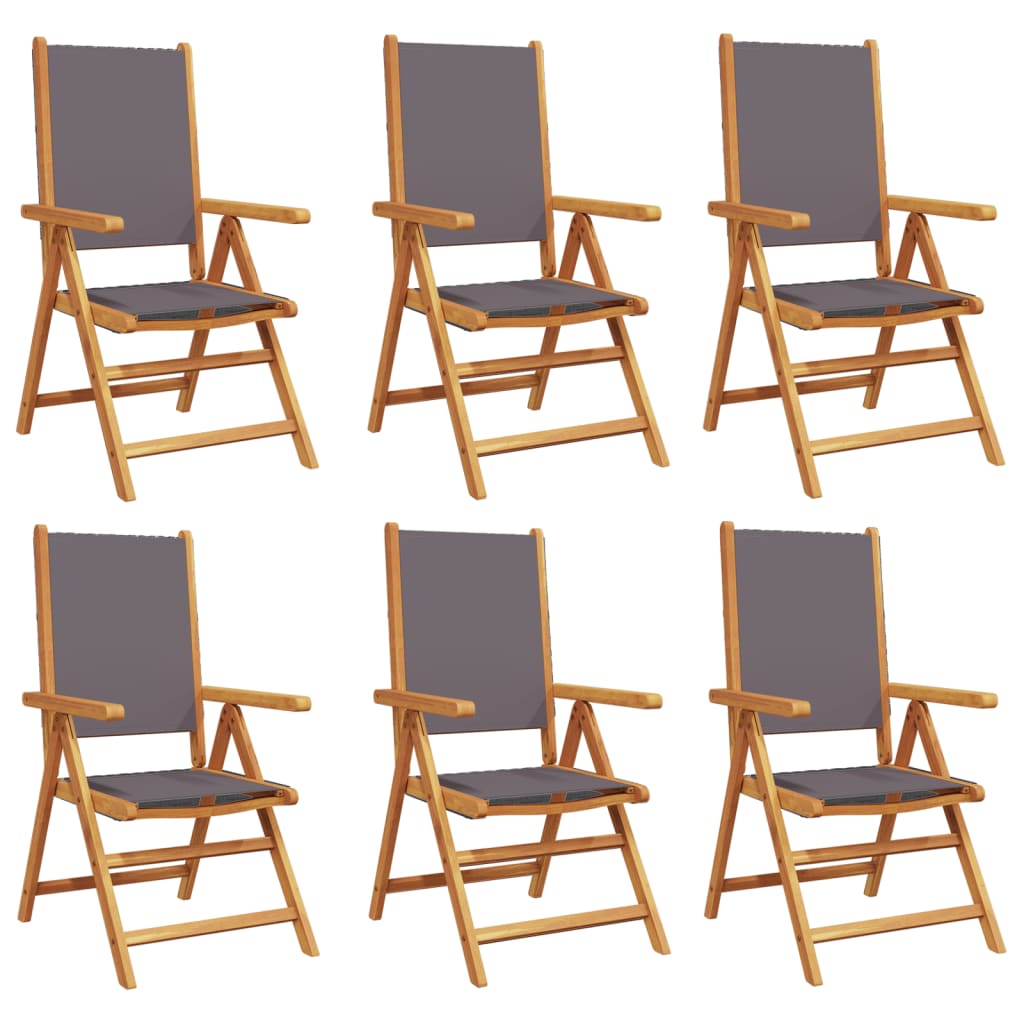 vidaXL Atlošiamos sodo kėdės, 6vnt., antracito, audinys ir mediena