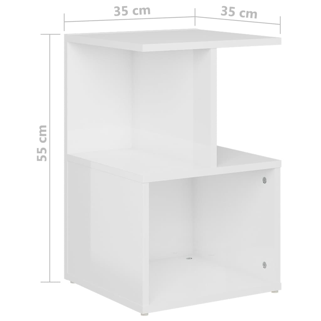 vidaXL Naktinė spintelė, balta, 35x35x55cm, apdirbta mediena, blizgi