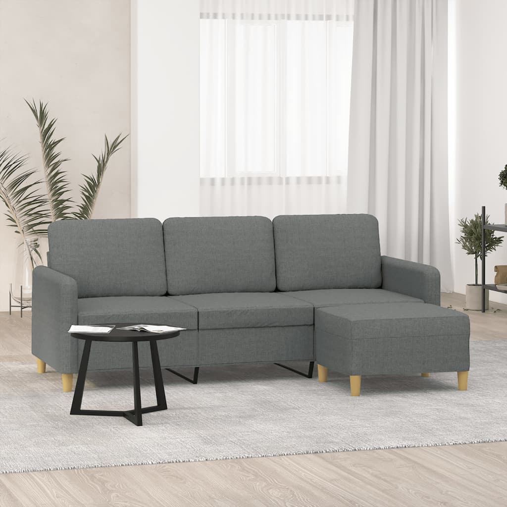 vidaXL Trivietė sofa su pakoja, tamsiai pilkos spalvos, 180cm, audinys