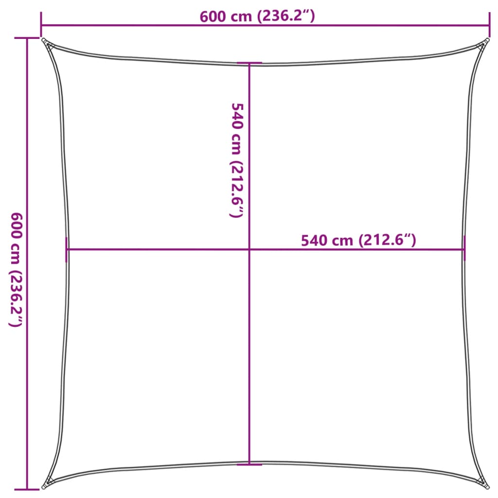 vidaXL Burė nuo saulės, smėlio, 6x6m, HDPE, 160g/m², kvadratinė