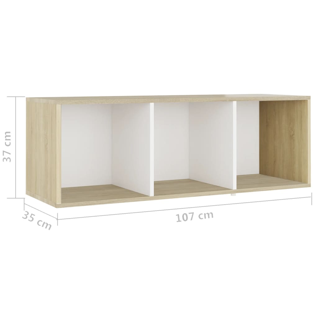 vidaXL TV spintelės, 2vnt., baltos/ąžuolo, 107x35x37cm, mediena