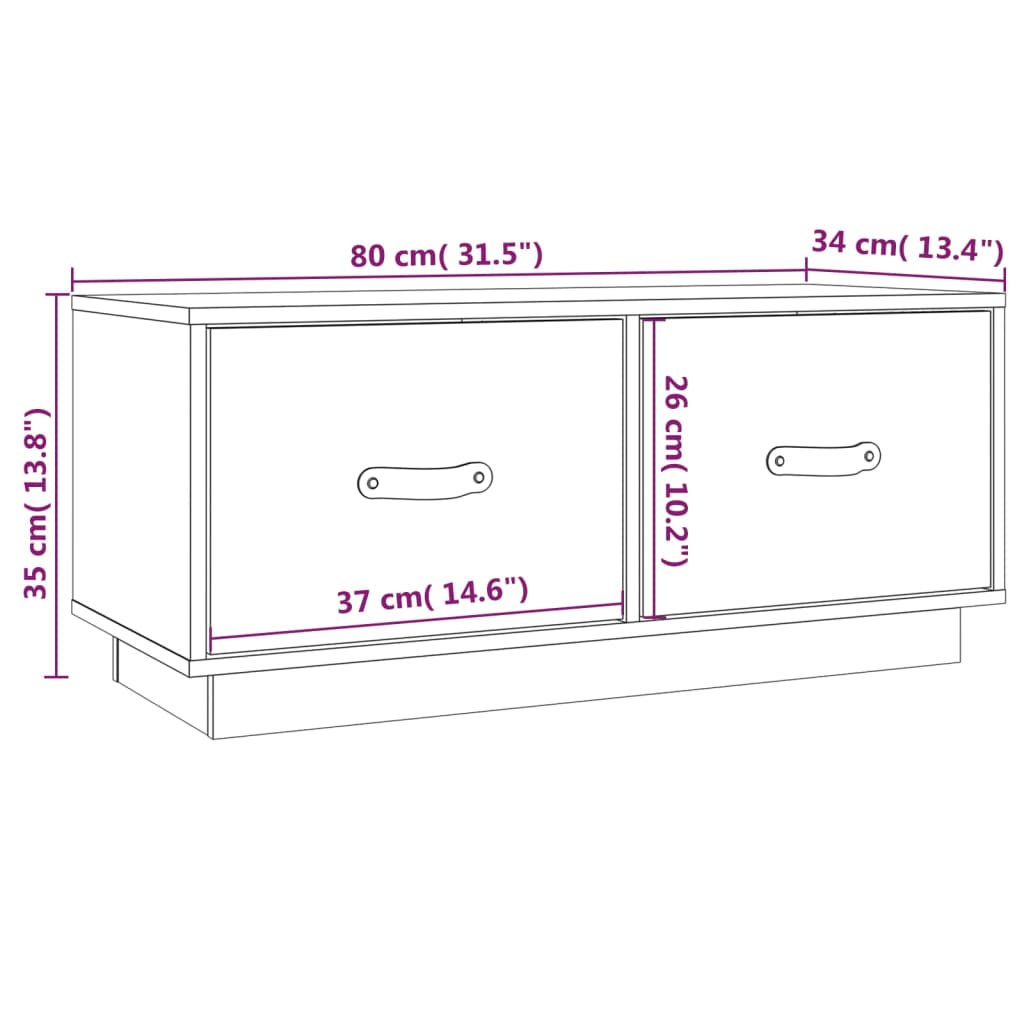 vidaXL Televizoriaus spintelė, 80x34x35cm, pušies medienos masyvas