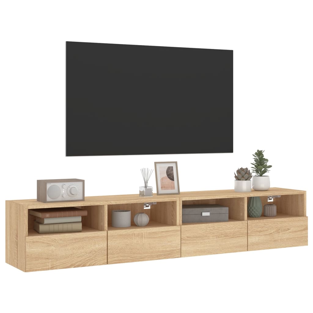 vidaXL Sieninės TV spintelės, 2vnt., ąžuolo, 80x30x30cm, mediena