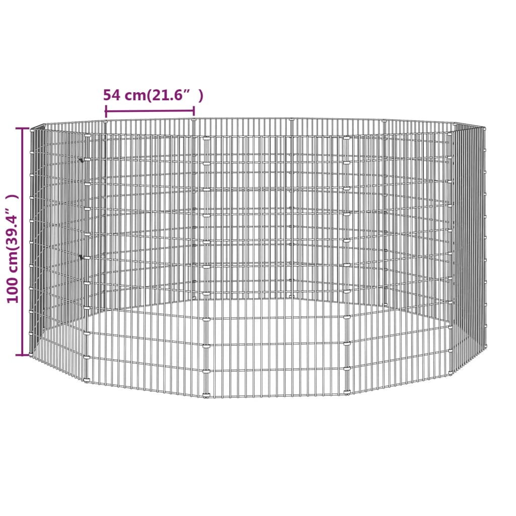 vidaXL Aptvaras gyvūnams, 12 segmentų, 54x100cm, galvanizuota geležis