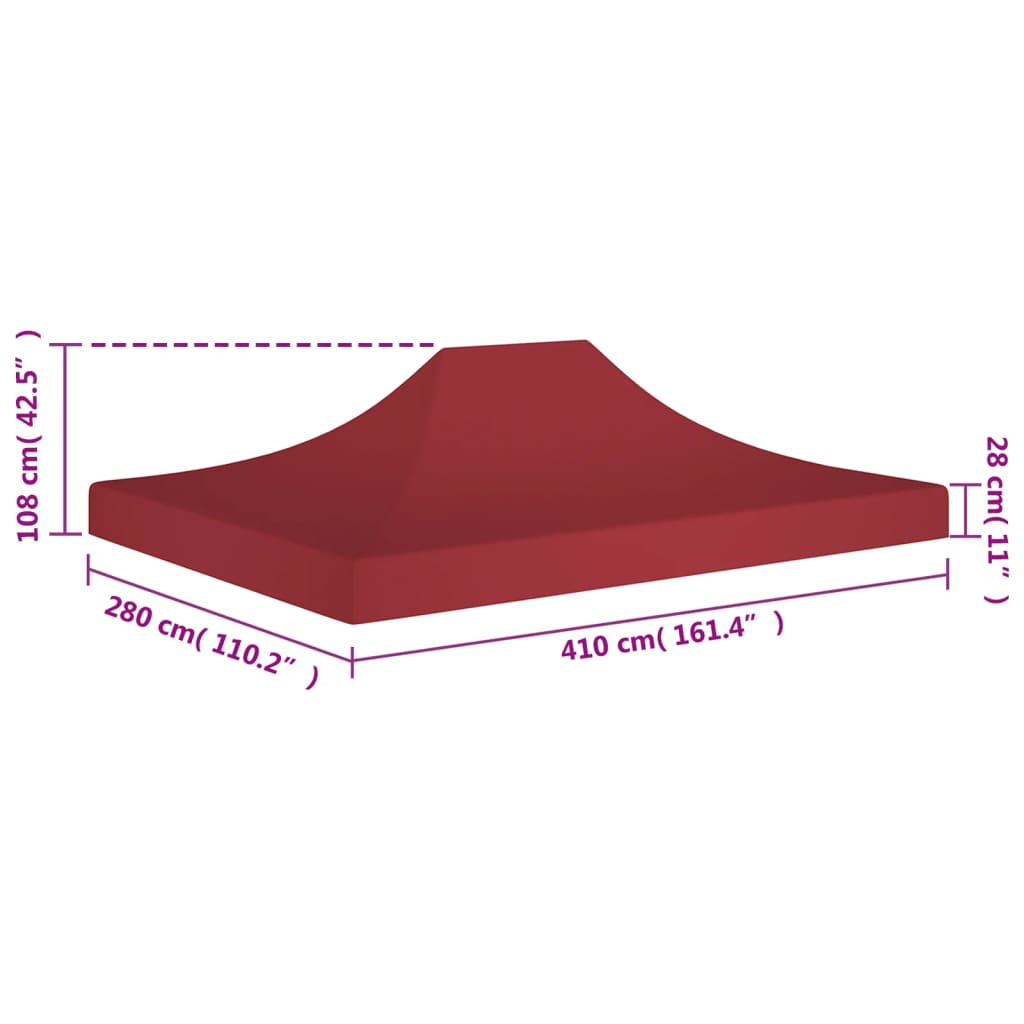 vidaXL Proginės palapinės stogas, tamsiai raudonas, 4x3m, 270 g/m²