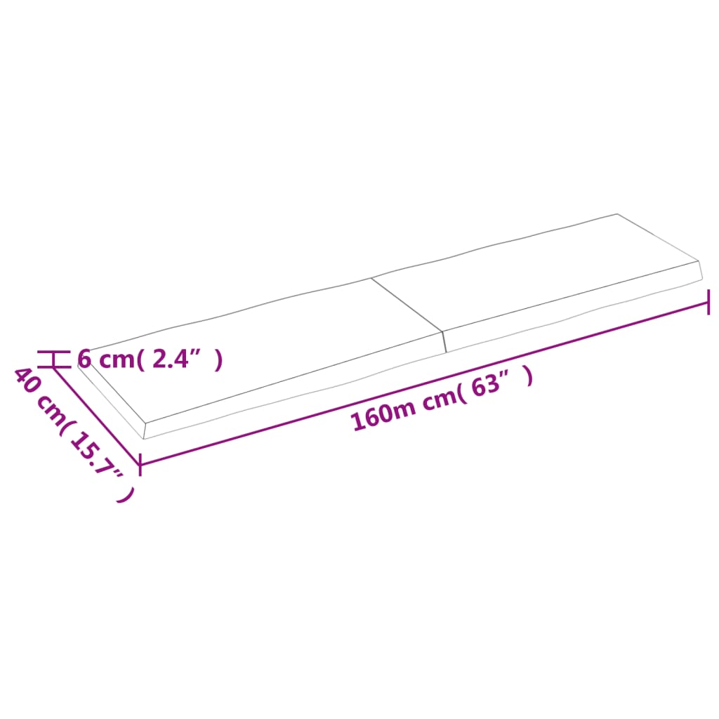 vidaXL Stalviršis, tamsiai ruda, 160x40x(2-6) cm, medienos masyvas