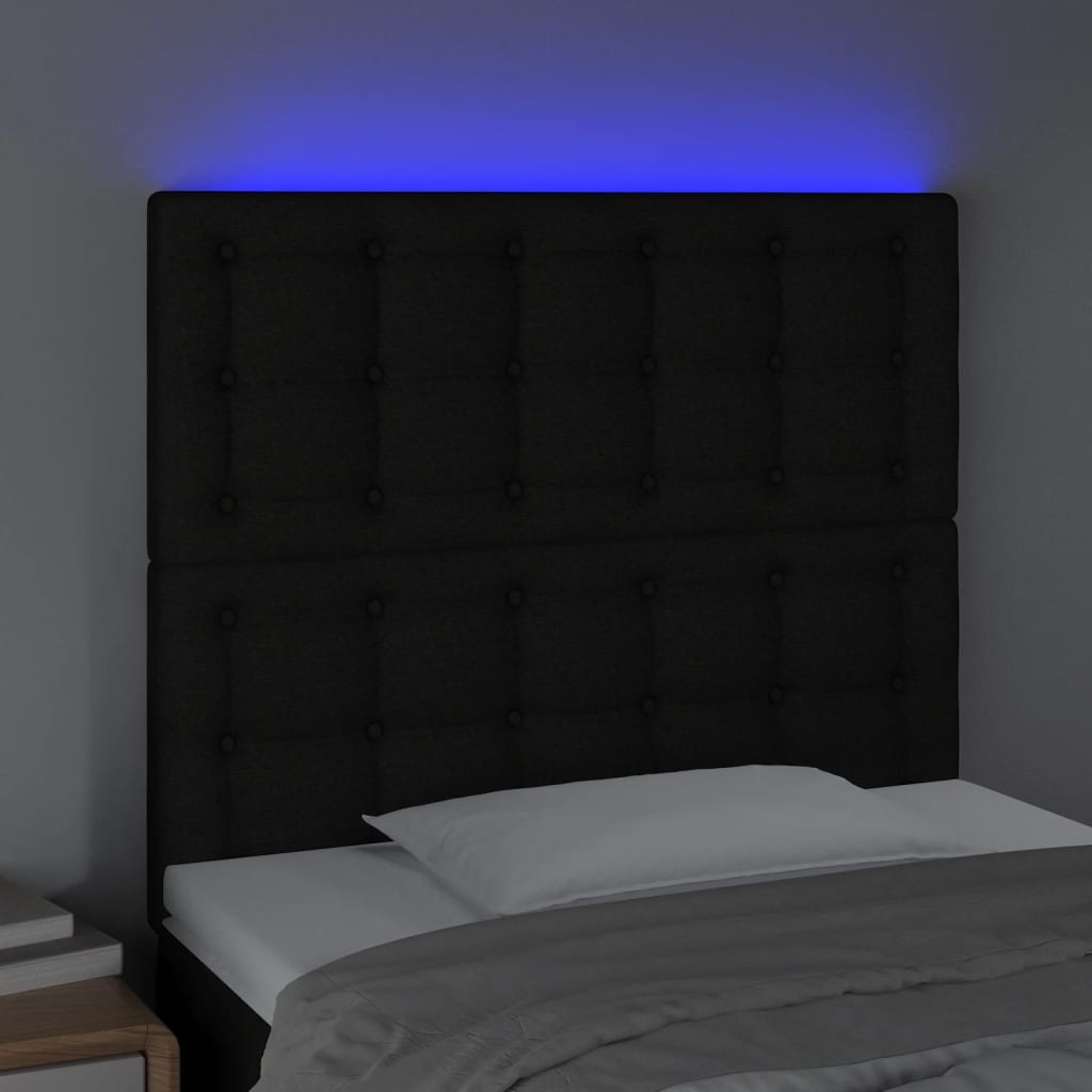 vidaXL Galvūgalis su LED, juodos spalvos, 80x5x118/128cm, audinys