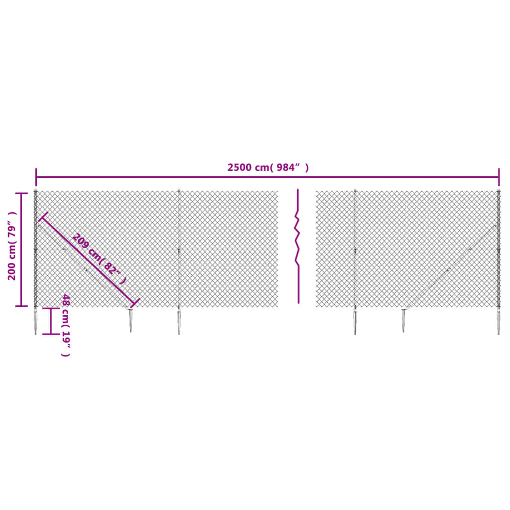 vidaXL Tinklinė tvora su smaigais, žalios spalvos, 2x25m