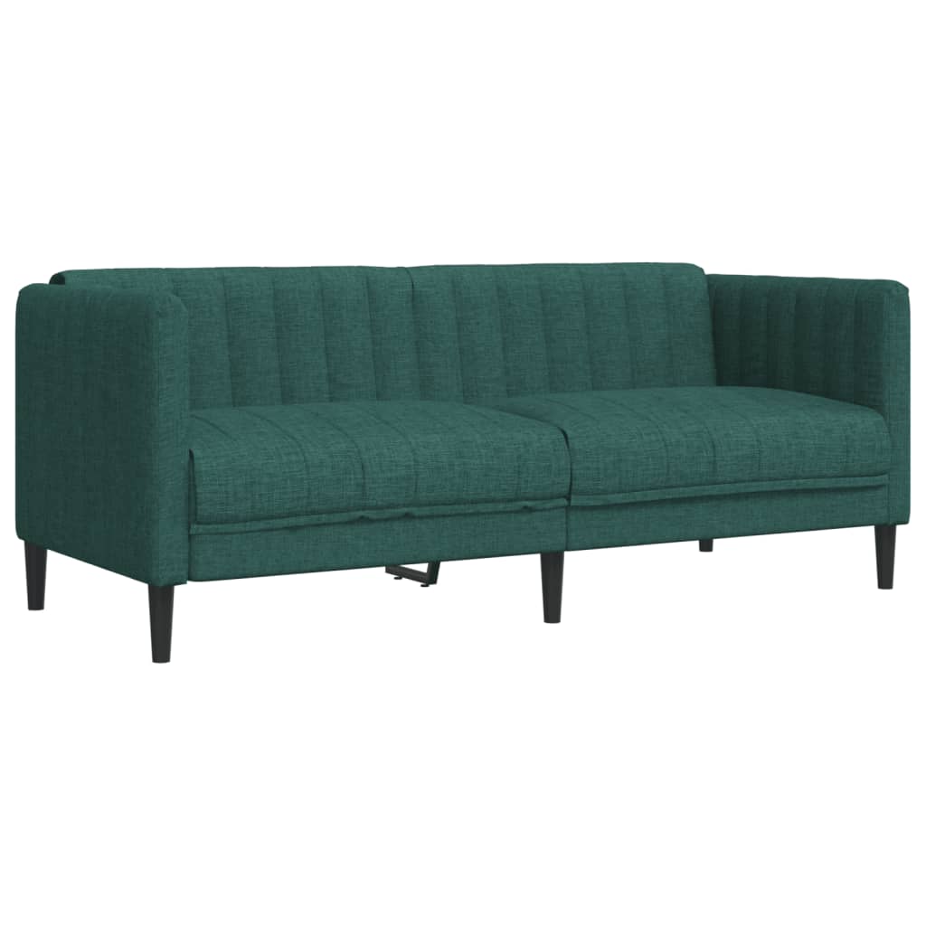 vidaXL Dvivietė sofa, tamsiai žalios spalvos, audinys