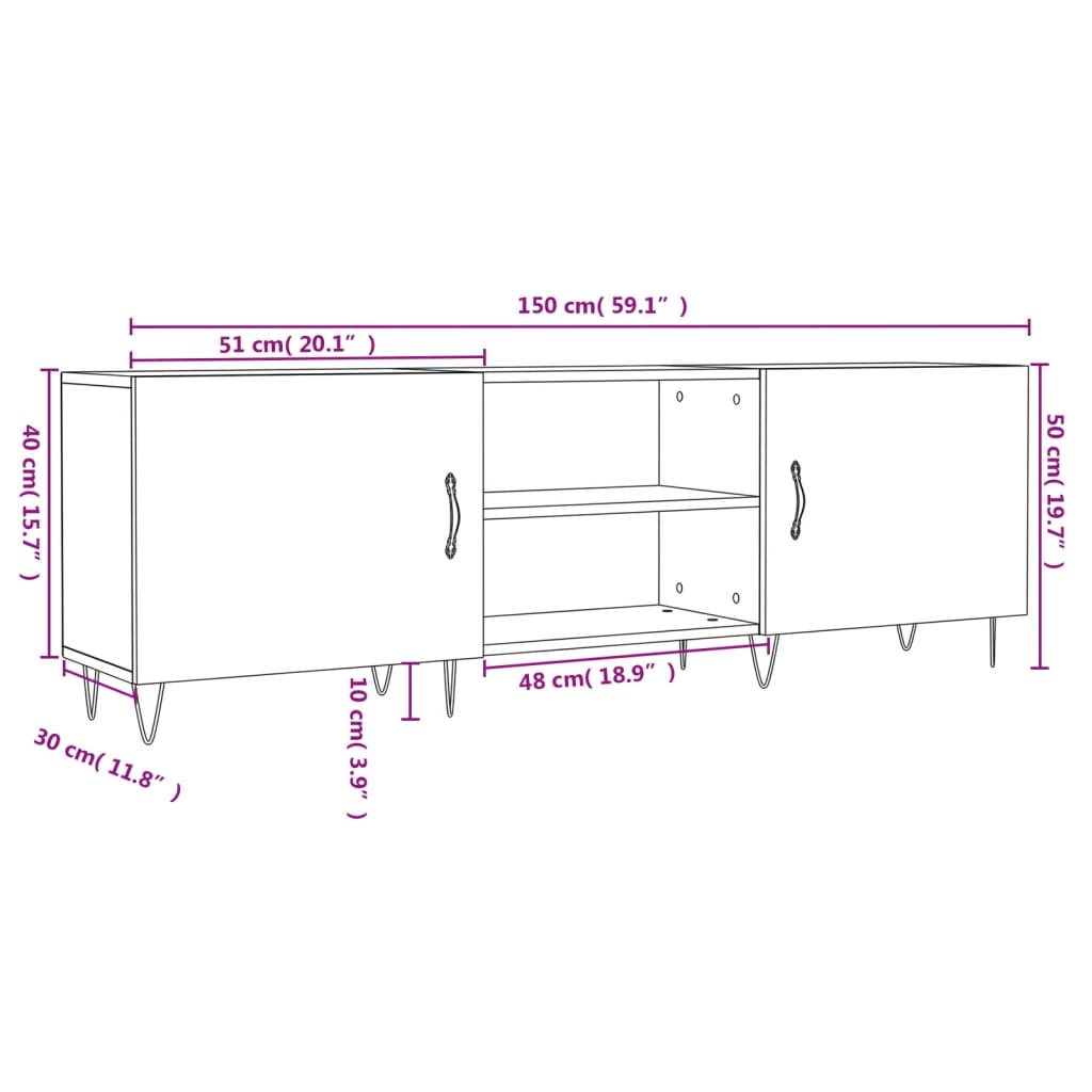 vidaXL Televizoriaus spintelė, betono pilka, 150x30x50cm, mediena