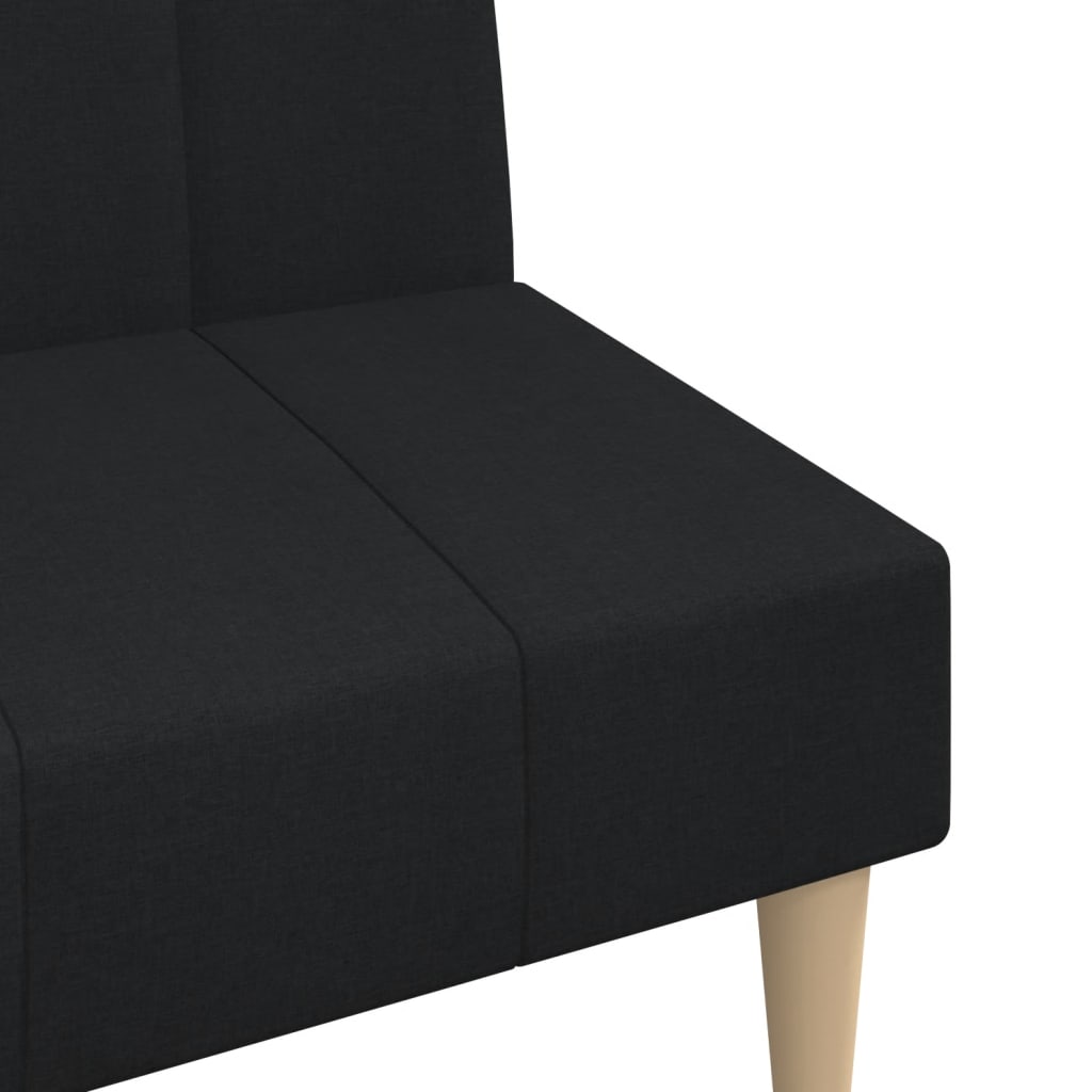 vidaXL Dvivietė sofa-lova, juodos spalvos, audinys