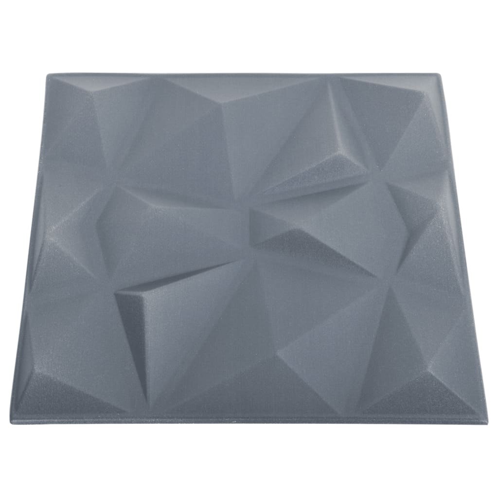 vidaXL 3D sienų plokštės, 12vnt., pilkos, 50x50cm, 3m², deimantų rašto