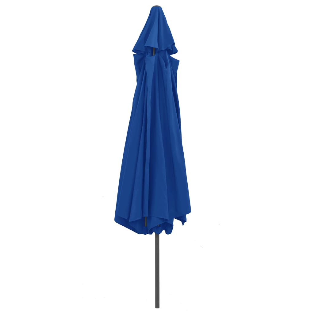 vidaXL Lauko skėtis su metaliniu stulpu, mėlynos spalvos, 390cm
