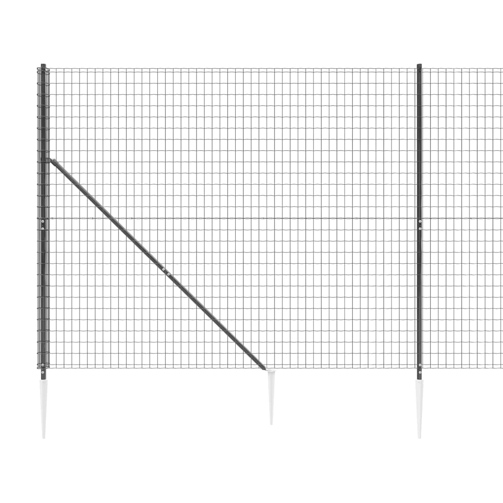 vidaXL Vielinė tinklinė tvora su smaigais, antracito spalvos, 1,6x25m