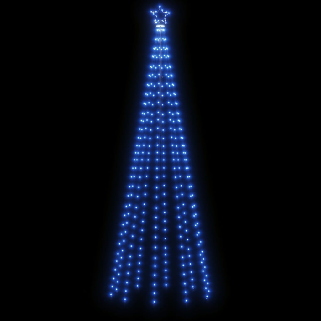 vidaXL Kalėdų eglutė su kuoliuku, mėlynos spalvos, 310LED, 300cm
