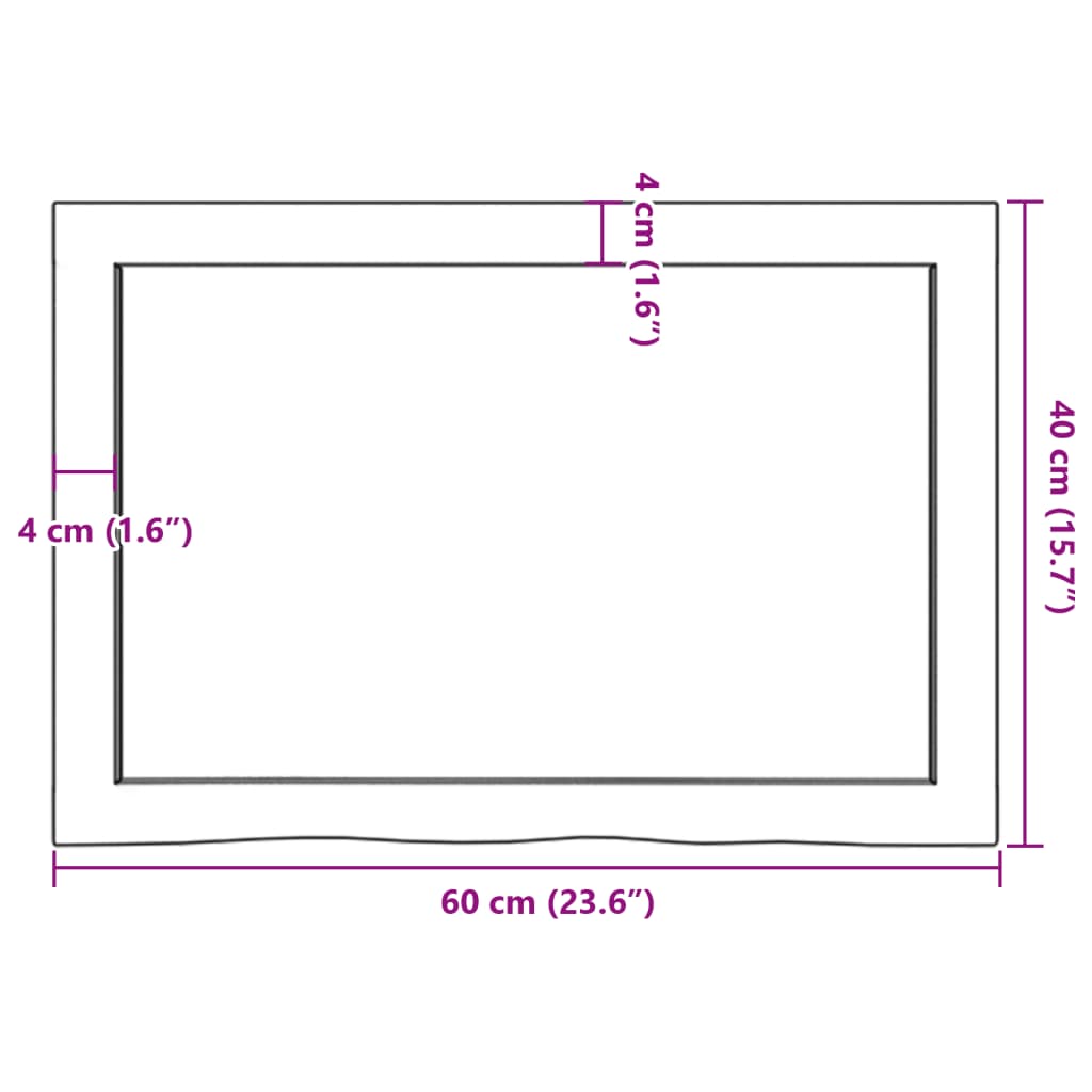 vidaXL Vonios stalviršis, tamsiai rudas, 60x40x(2-4)cm, mediena