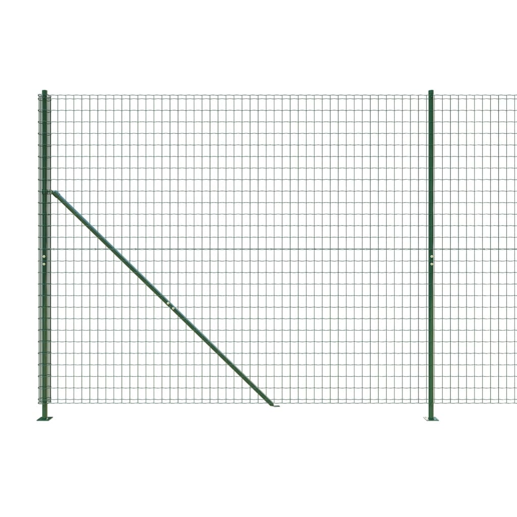 vidaXL Vielinė tinklinė tvora su flanšais, žalios spalvos, 1,4x10m