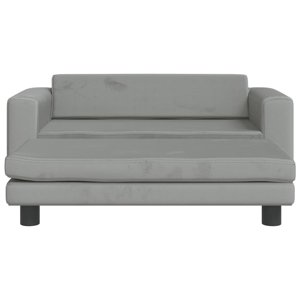 vidaXL Vaikiška sofa su pakoja, šviesiai pilka, 100x50x30cm, aksomas