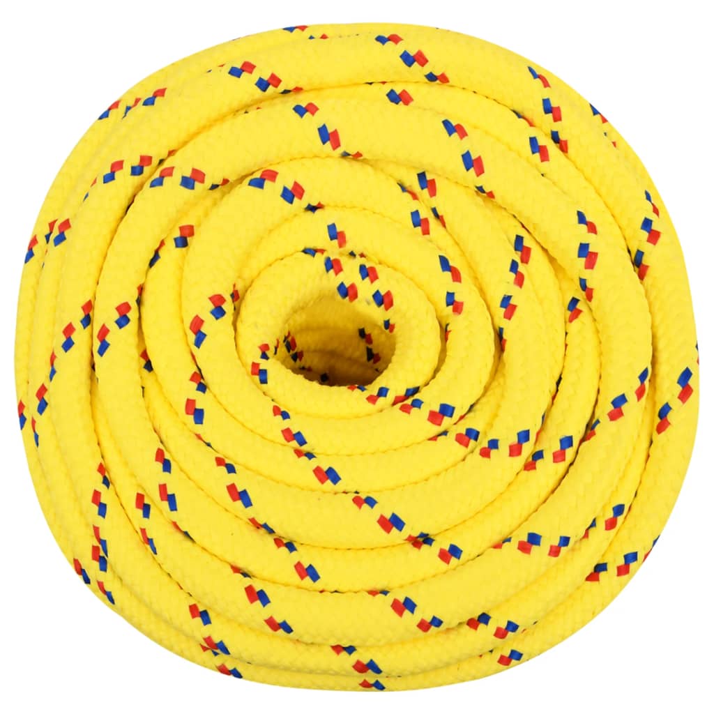 vidaXL Valties virvė, geltonos spalvos, 18mm, 100m, polipropilenas