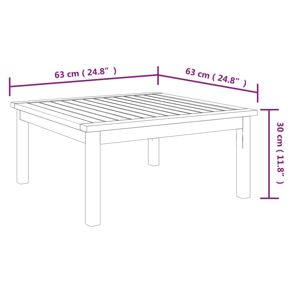 vidaXL Sodo poilsio stalas, 63x63x30cm, akacijos medienos masyvas