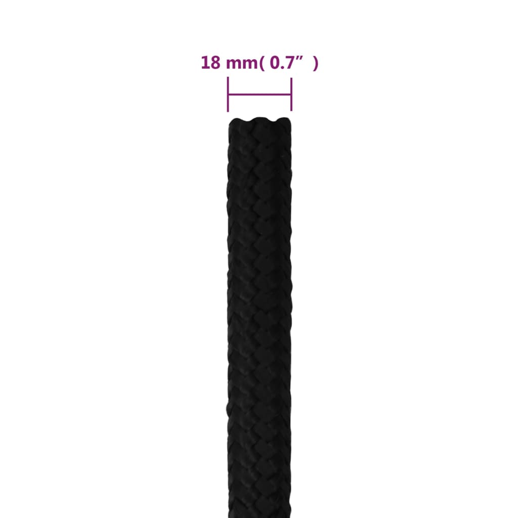 vidaXL Darbo virvė, juodos spalvos, 18mm, 100m, poliesteris
