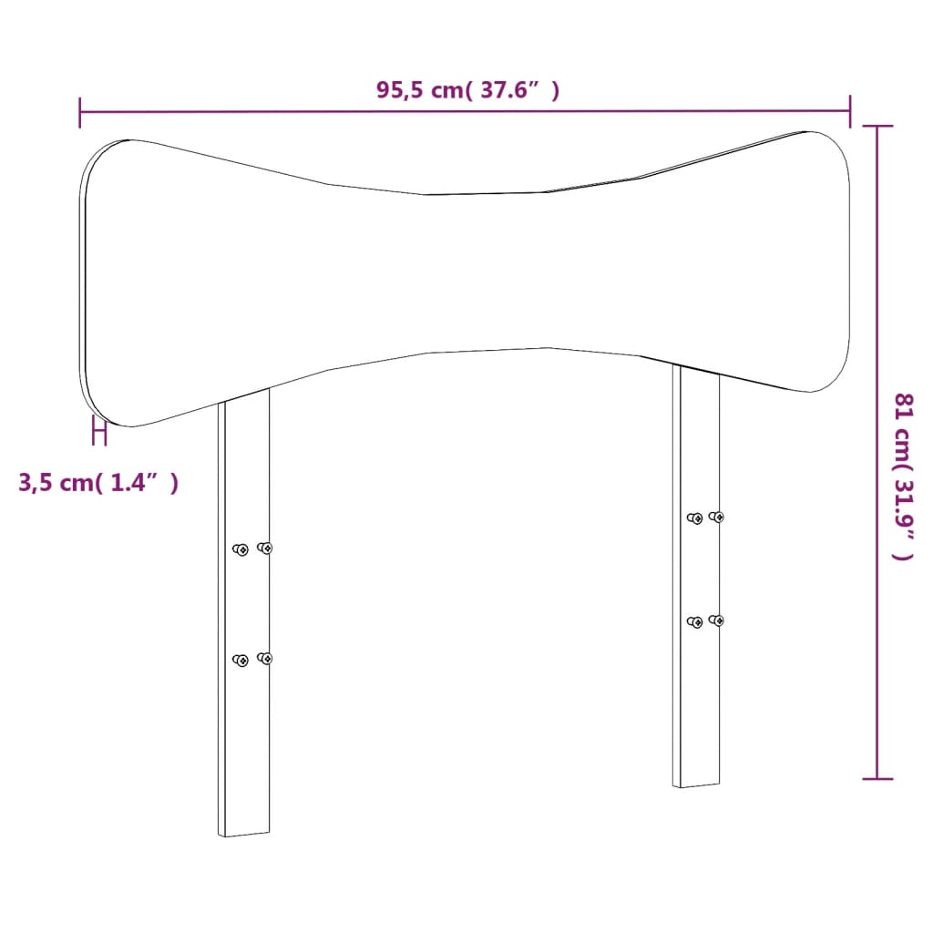 vidaXL Galvūgalis, baltos spalvos, 90cm, pušies medienos masyvas