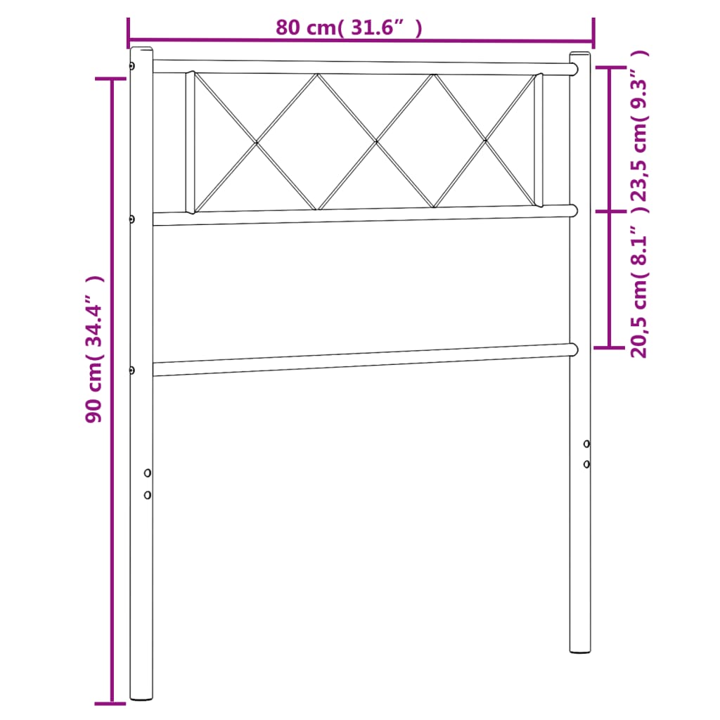 vidaXL Metalinis galvūgalis, juodos spalvos, 75cm