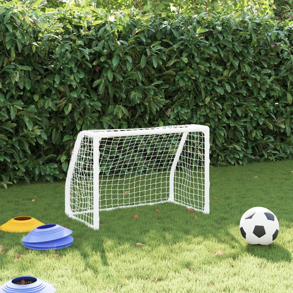 vidaXL Futbolo vartai su kamuoliu, 2vnt., balti, 64x35x48cm, metalas