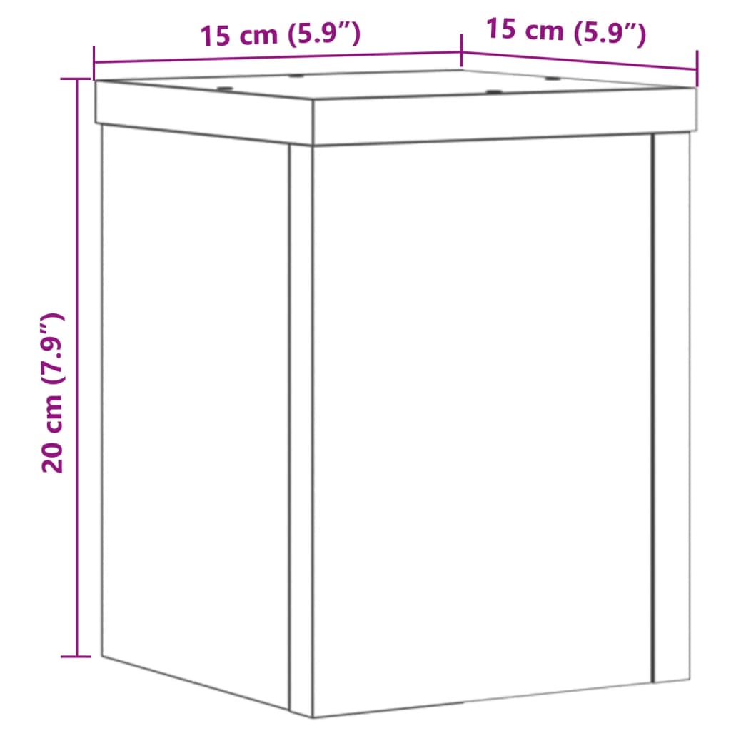 vidaXL Stovai augalams, 2vnt., juodi, 15x15x20cm, apdirbta mediena