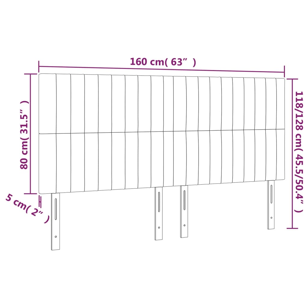 vidaXL Galvūgalis su LED, tamsiai žalias, 160x5x118/128cm, aksomas