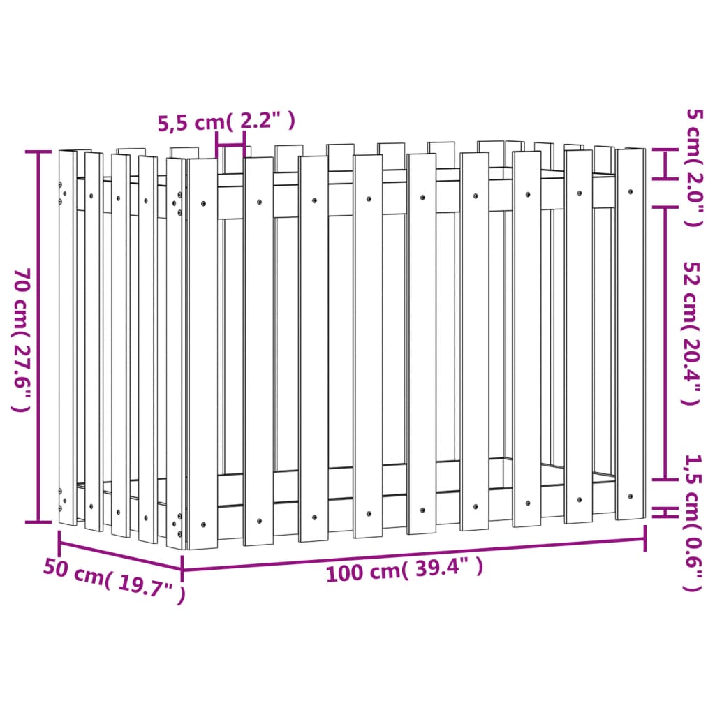 vidaXL Sodo lovelis, 100x50x70cm, impregnuota pušis, tvorelės dizaino