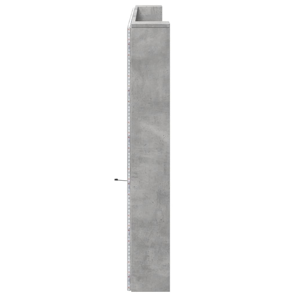 vidaXL Galvūgalis-spintelė su LED, betono pilkas, 220x16,5x103,5cm