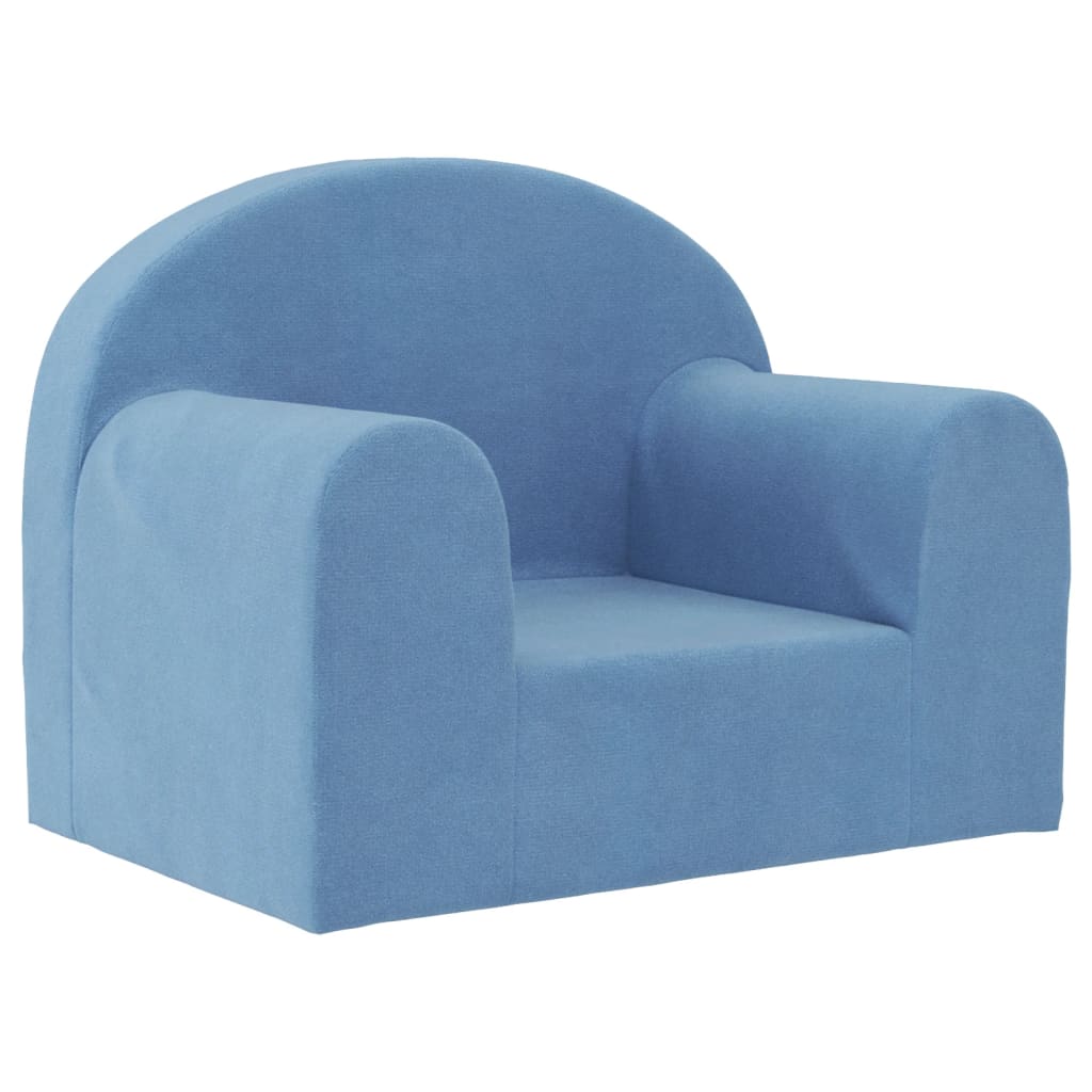 vidaXL Vaikiška sofa, mėlynos spalvos, minkštas pliušas