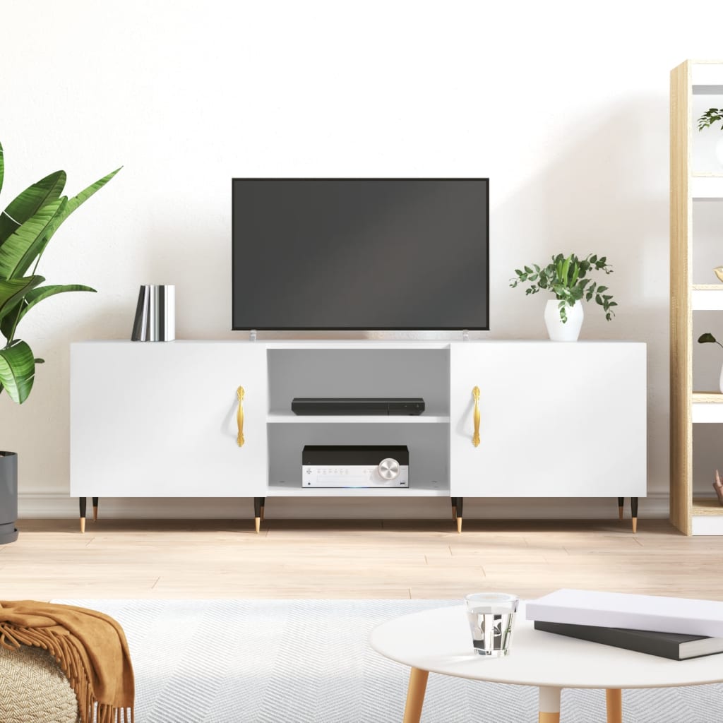 vidaXL Televizoriaus spintelė, balta, 150x30x50cm, mediena, blizgi