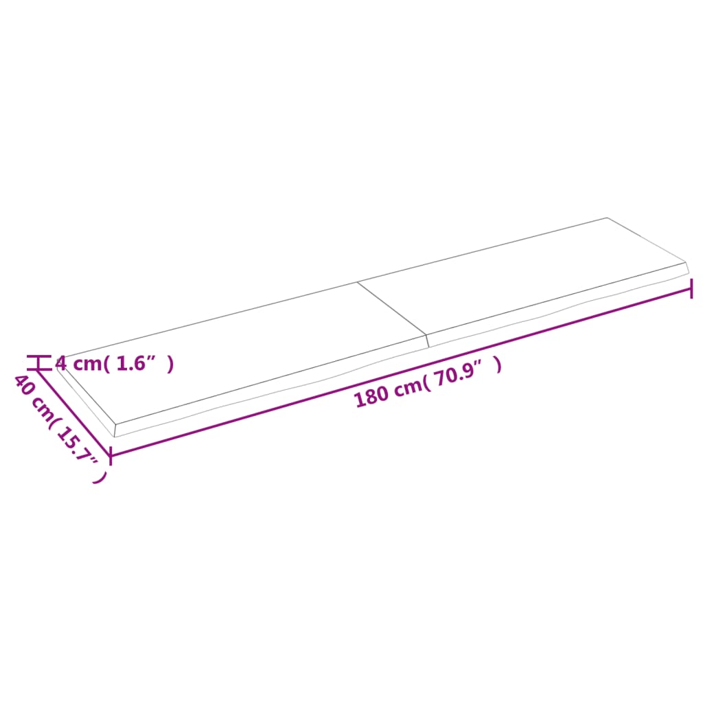 vidaXL Vonios stalviršis, tamsiai rudas, 180x40x(2-4)cm, mediena