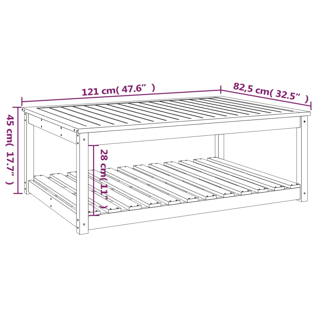 vidaXL Sodo stalas, 121x82,5x45cm, duoglas eglės medienos masyvas