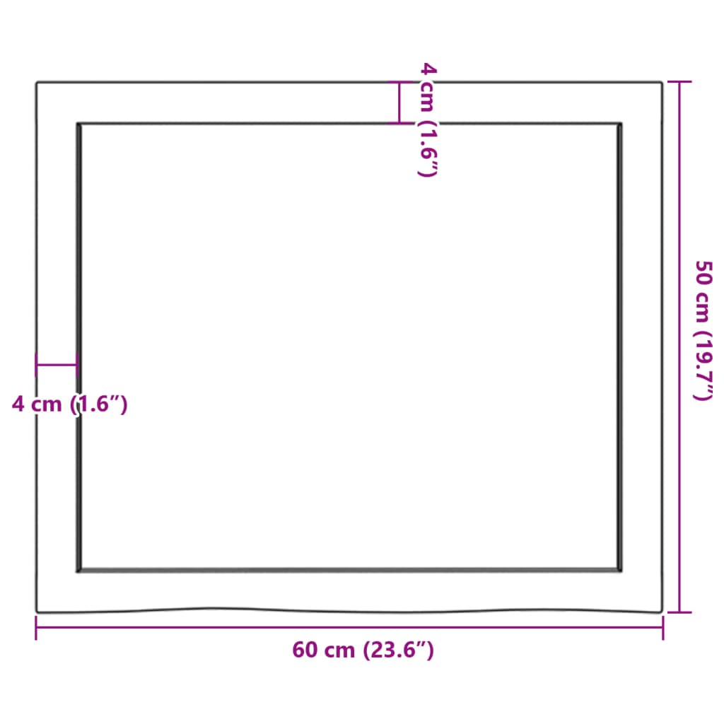 vidaXL Vonios stalviršis, tamsiai rudas, 60x50x(2-6)cm, mediena