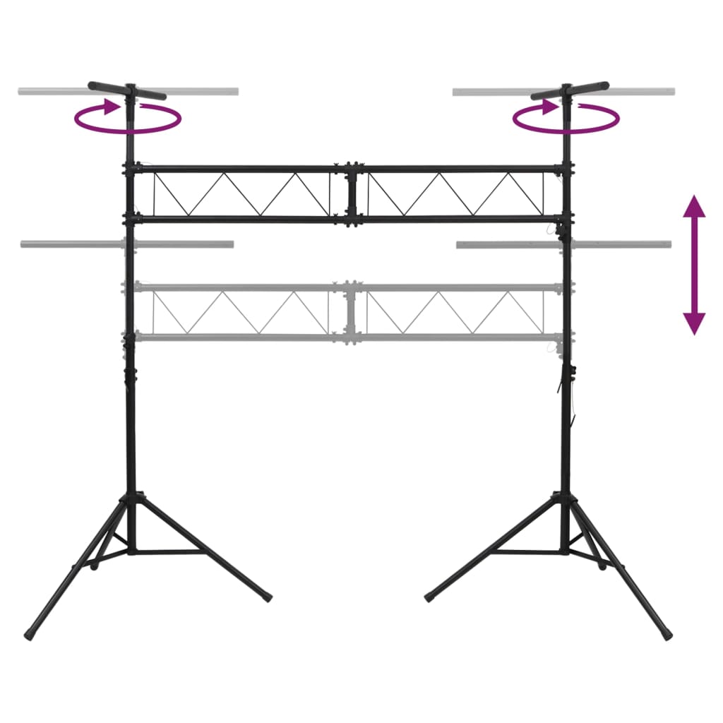 vidaXL Apšvietimo stovas, juodos spalvos, 338x115x(180–300)cm, plienas