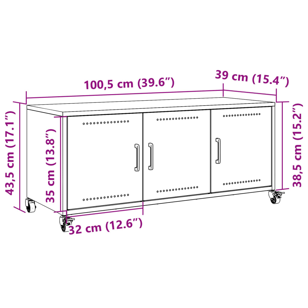 vidaXL Televizoriaus spintelė, antracito, 100,5x39x43,5cm, plienas