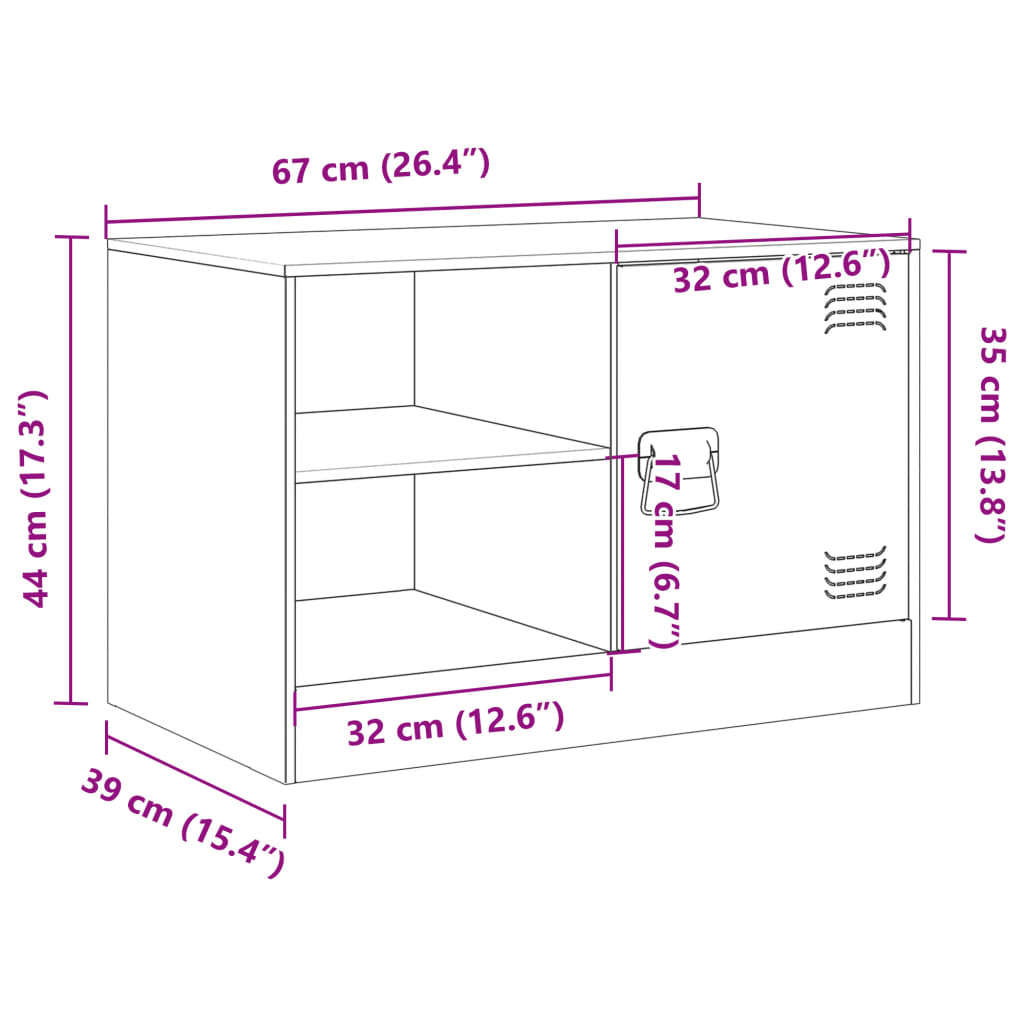 vidaXL Televizoriaus spintelės, 2vnt., antracito, 67x39x44cm, plienas