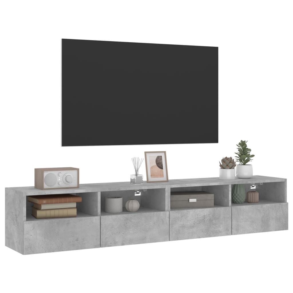 vidaXL Sieninės TV spintelės, 2vnt., betono, 80x30x30cm, mediena