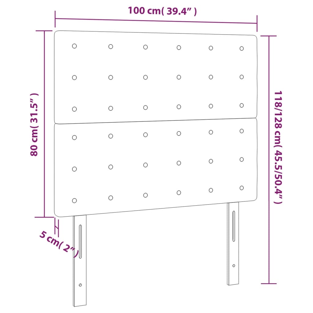 vidaXL Galvūgalis su LED, šviesiai pilkas, 100x5x118/128cm, aksomas