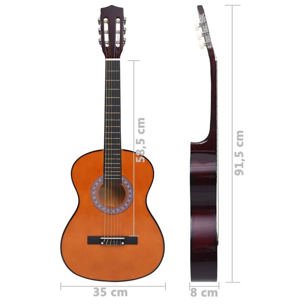 vidaXL Klasikinės gitaros rinkinys pradedantiesiems, 8 dalių, 3/4 36"