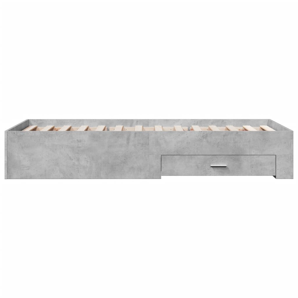 vidaXL Lovos rėmas su stalčiais, betono, 75x190cm, apdirbta mediena