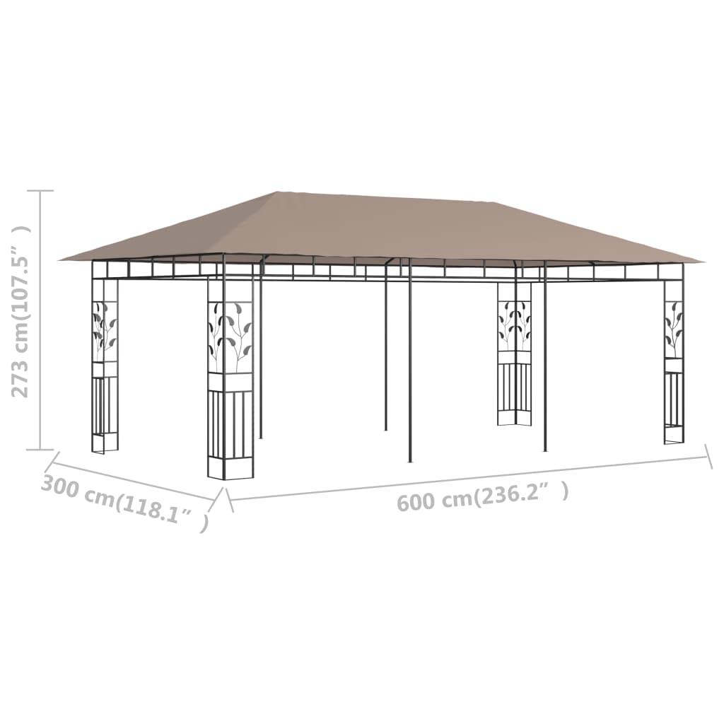 vidaXL Pavėsinė su tinkleliu nuo uodų, taupe spalvos, 6x3x2,73m