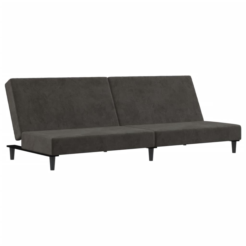 vidaXL Dvivietė sofa-lova, tamsiai pilkos spalvos, aksomas