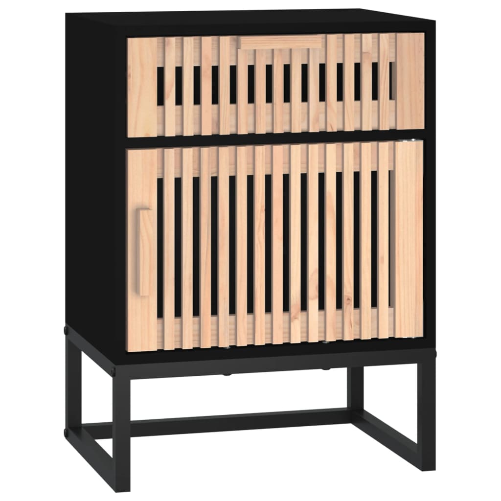 vidaXL Naktinė spintelė, juoda, 40x30x55,5cm, apdirbta mediena/geležis