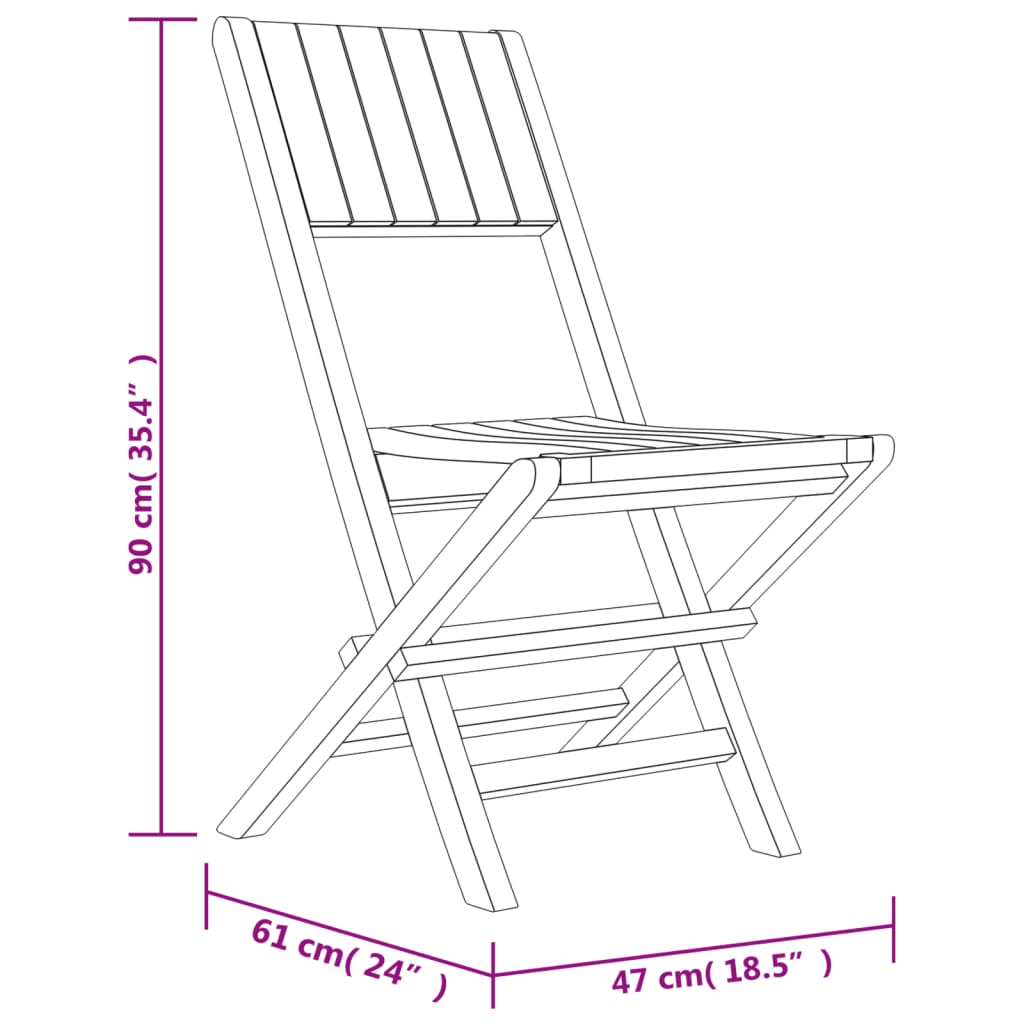 vidaXL Sulankstomos sodo kėdės, 4vnt., 47x61x90cm, tikmedžio masyvas