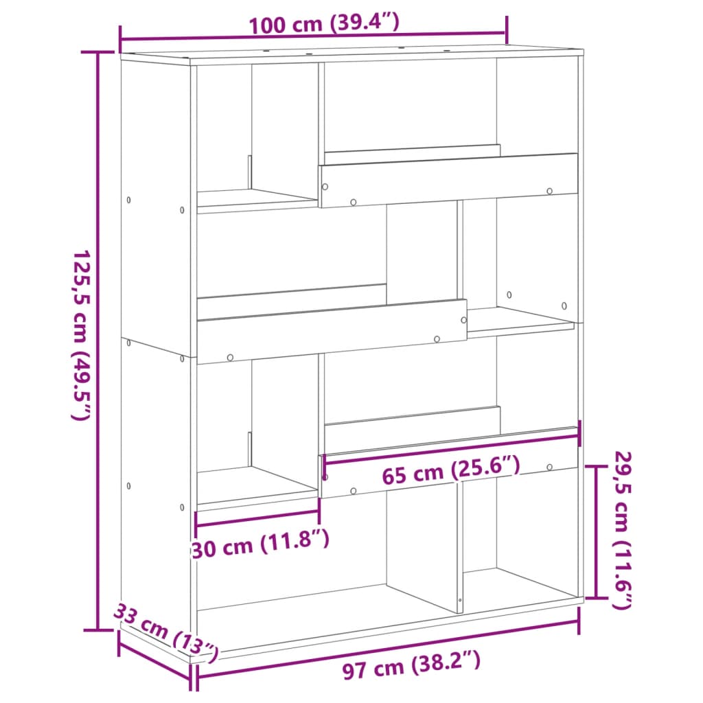 vidaXL Kambario pertvara, baltos spalvos, 100x33x125,5cm, mediena